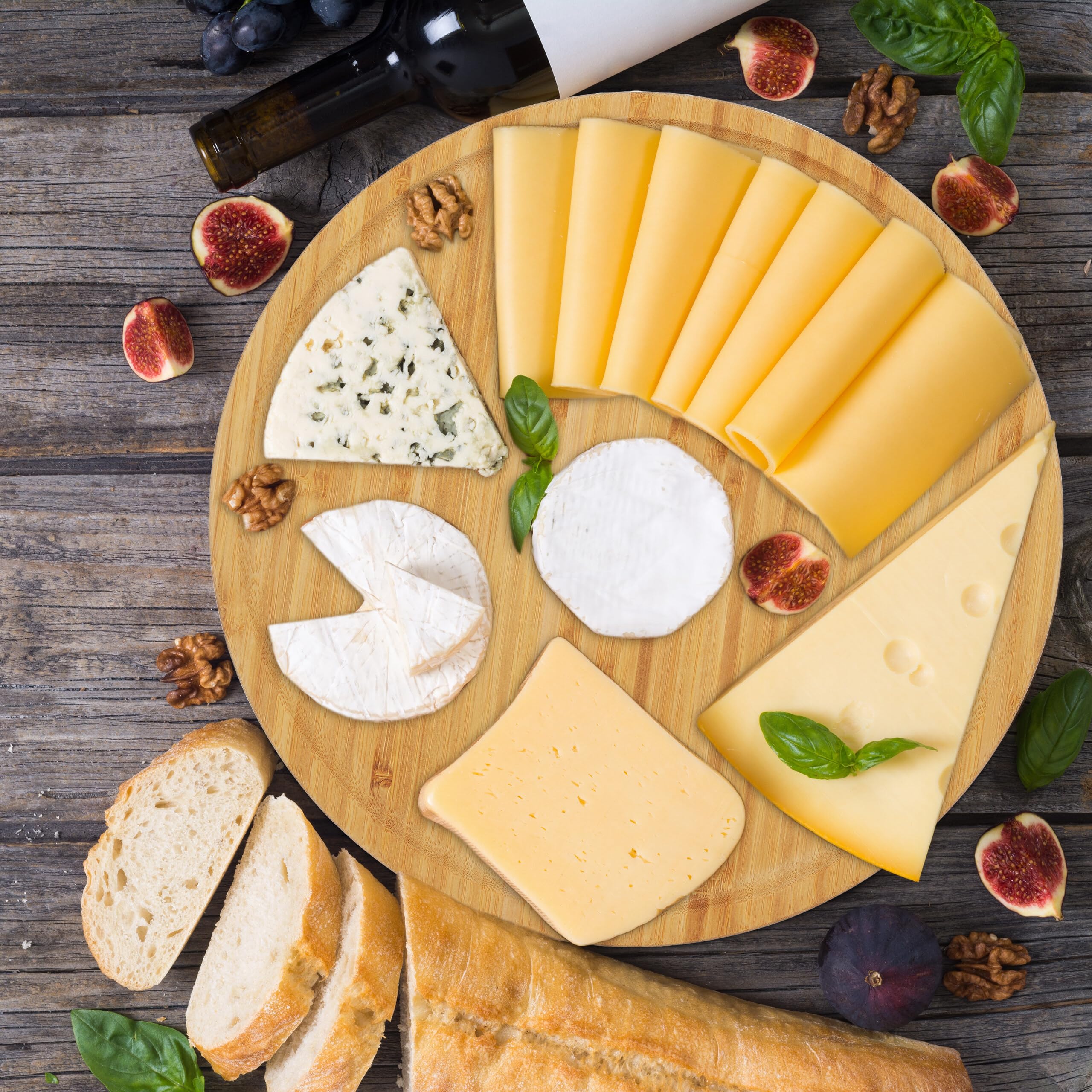 Tagliere Pizza In Bambù Ø 30 Cm Con Manico | Vassoio Per Formaggio E Frutta Naturale