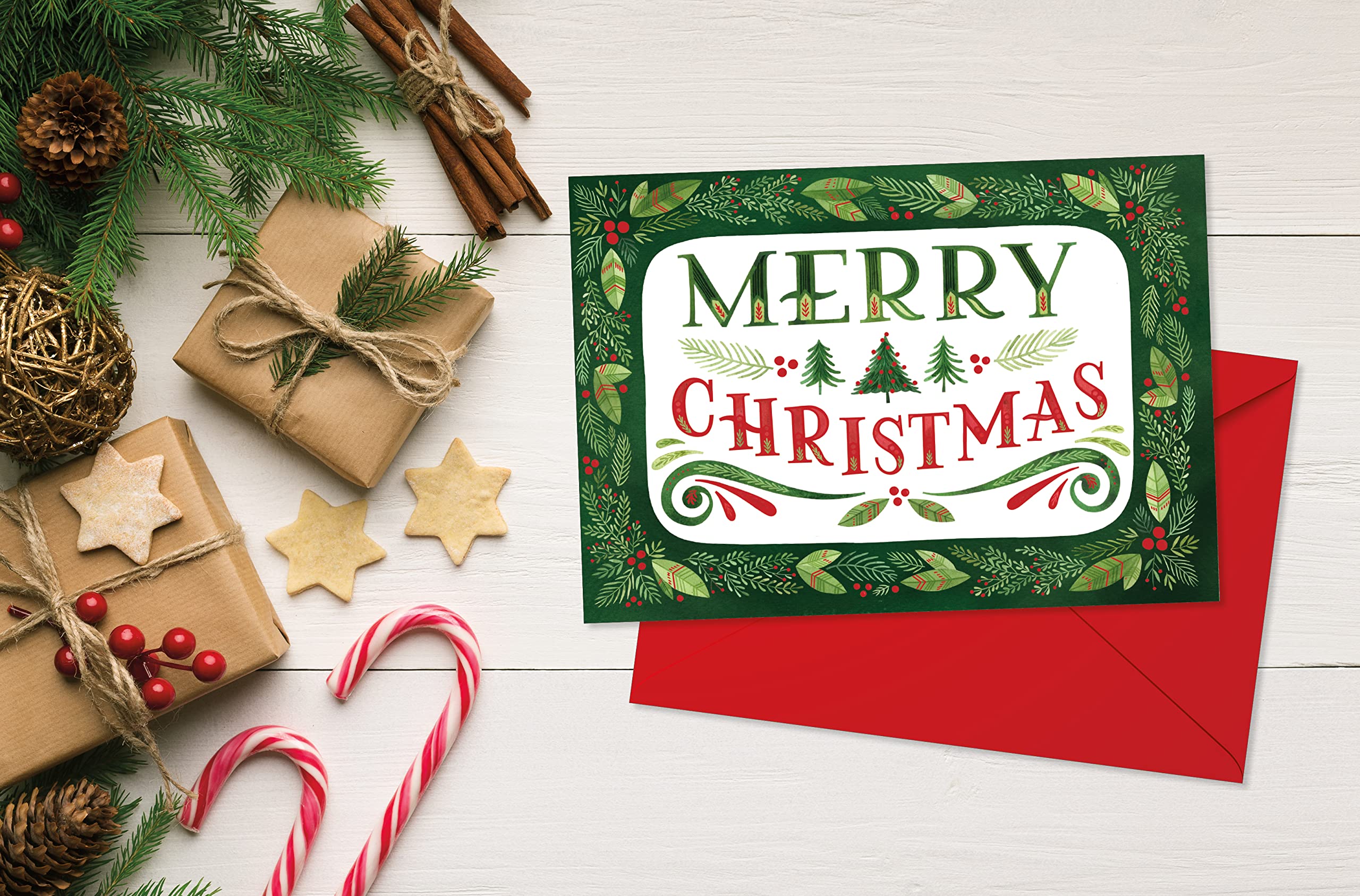 RSVP Lot de 24 cartes de vœux de Noël avec enveloppes - 12,7 x 17,8 cm