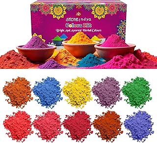 STORE INDYA Festive Rangoli Color Powder Set – 10 x 100g Non-Toxic, Eco-...