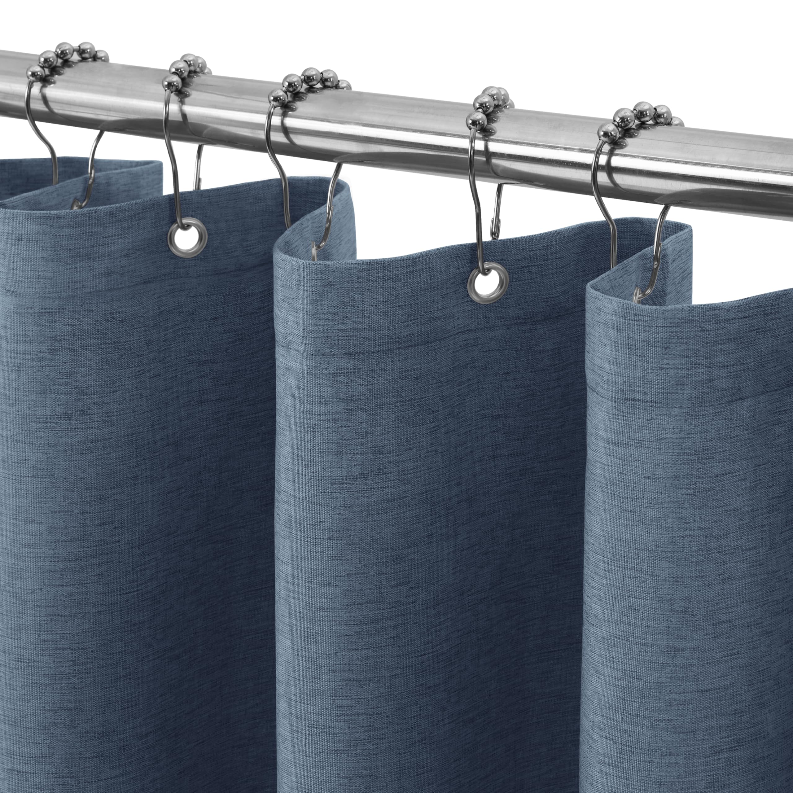 VANZAVANZU Duschvorhang mit Metall Duschvorhangringe Stoff Textil Badewannenvorhang Anti Schimmel Bad Vorhang Set Wasserdicht Badewanne Vorhang Schwerer Shower Curtain Badezimmer