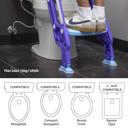 Miniatura 8 de Asiento de entrenamiento para ir al baño con escalera. Taburete para niños pequeños que se adapta a la mayoría de inodoros, se pliega para
