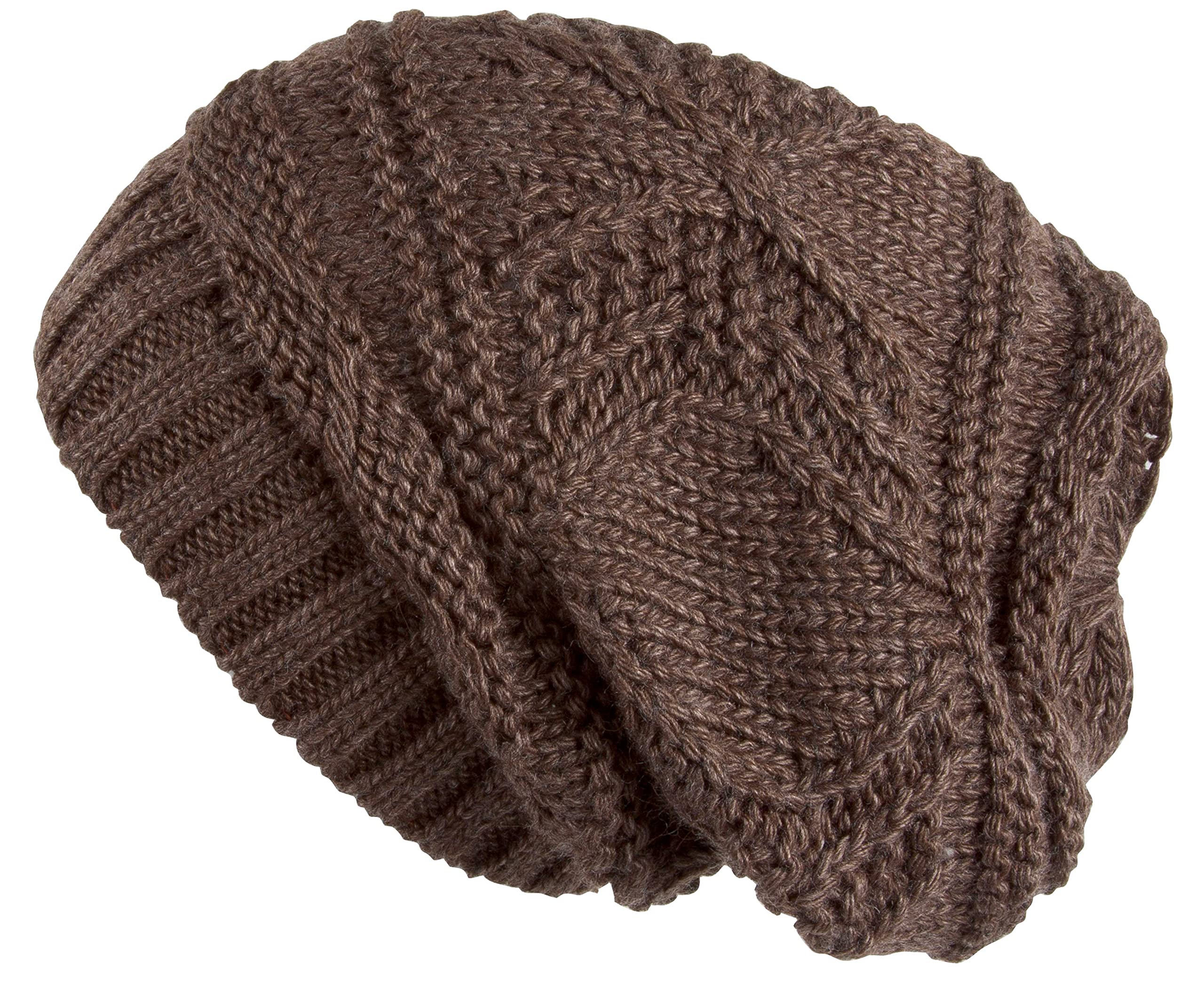 Lilax Knit Slouchy Oversized Soft Warm Winter Beanie Women Hat Brown