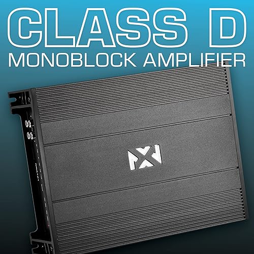 Vista 2 de NVX NDA101 1000W MAX Power (500W) RMS Serie N Clase D 1-Ohm estable monobloque amplificador de subwoofer con perilla remota de graves incluida