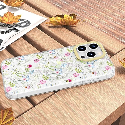 Miniatura 7 de MILPROX Funda compatible con iPhone 15 Pro, compatible con MagSafe, bonito patrón floral de flores con niñas y mujeres, funda protectora magnética