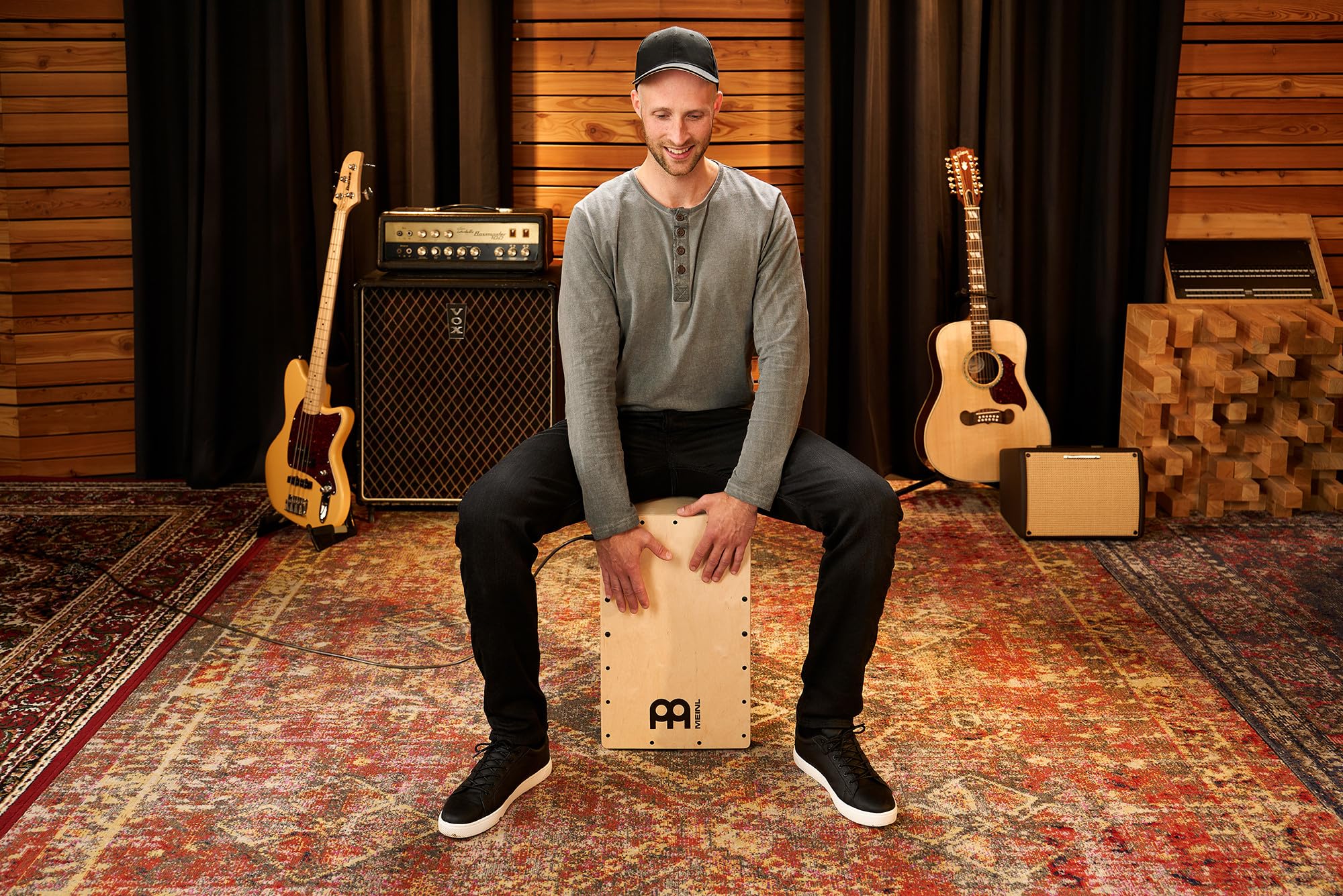 Meinl Percussion Pickup Snarecraft Cajon - Grande Drum Box con Pickup, Rullante e Basso - Superficie di Suono in Betulla del Baltico (PSC100NT)
