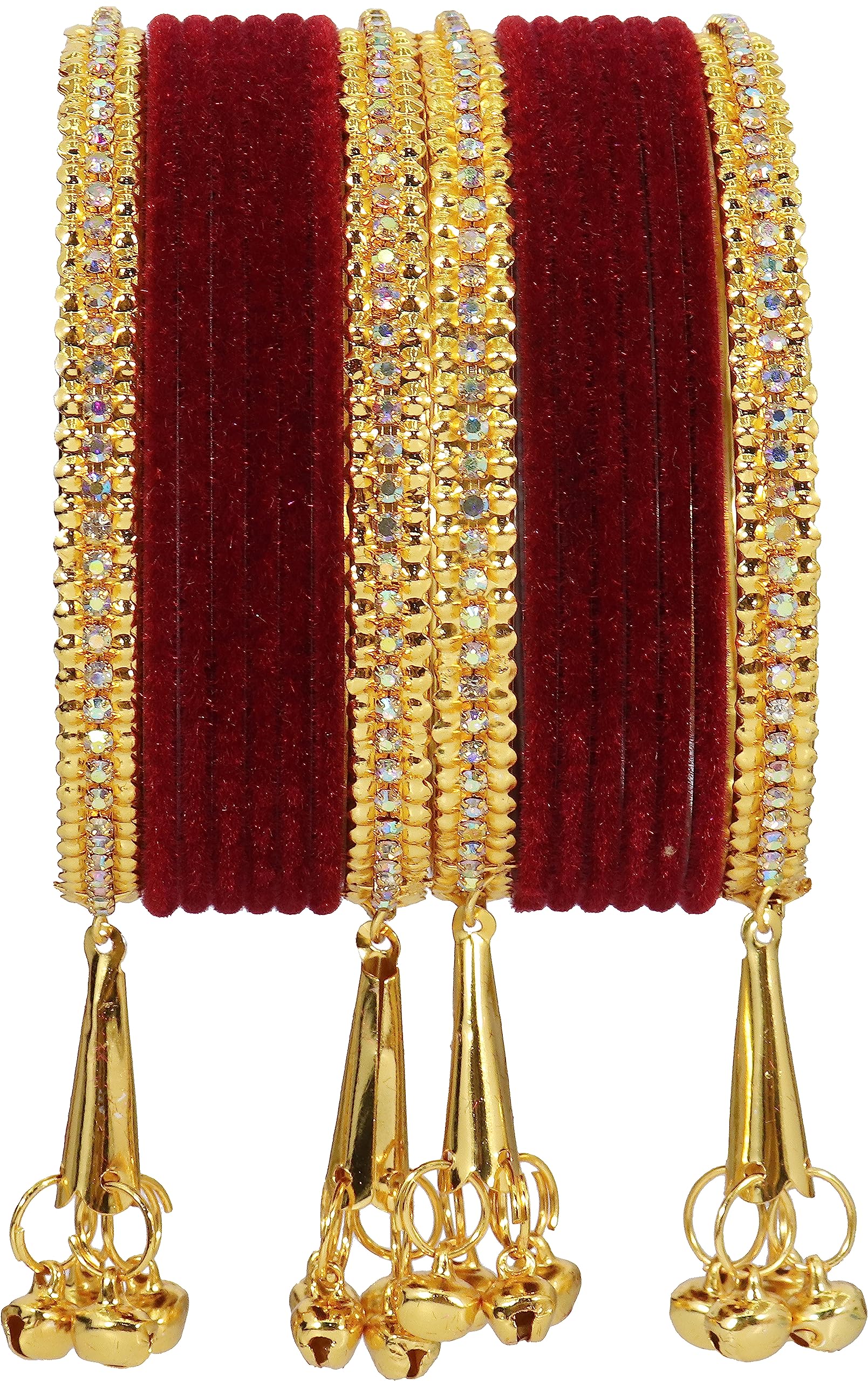 See full amazon price history chart for NMII Metal with Zircon Gemstone and Velvet Studded Bells Latkan Bangles Set For Girls and Women I Latkan Bangles, Premium Bangle Bracelet Set (Gold-Maroon-2.4 Inches), Pack Of 16 NMII Metal with Zircon Gemstone and Velvet Studded Bells Latkan Bangles Set For Girls and Women I Latkan Bangles, Premium Bangle Bracelet Set (Gold-Maroon-2.4 Inches), Pack Of 16 (B0C9X5LBTB) Amazon Price History, Amazon Price Tracker