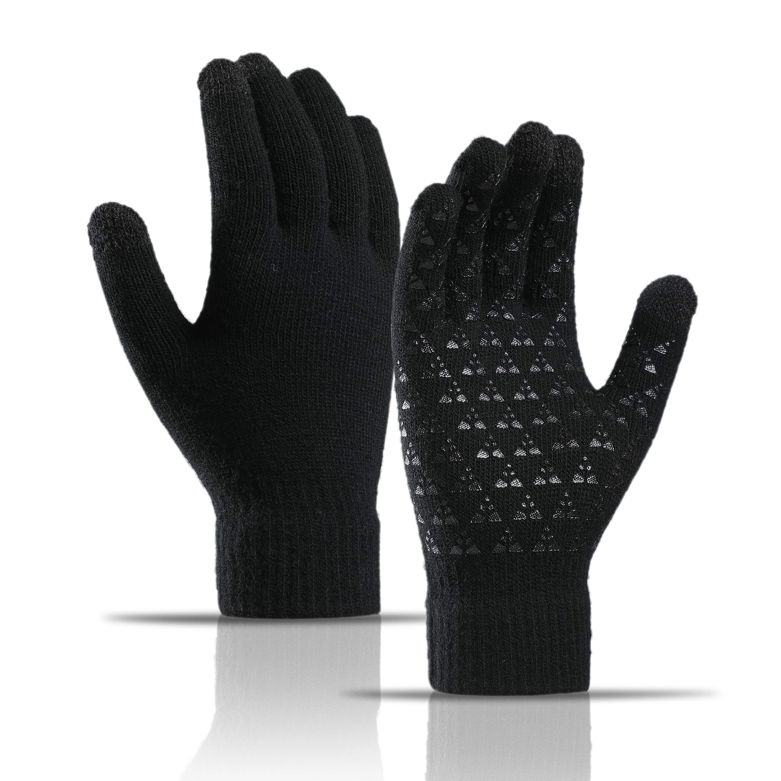 YLYYLY Winter Knit Gloves Touchscreen Warm Thermal Soft Lining Elastic Cuff Anti-slip for Women Men