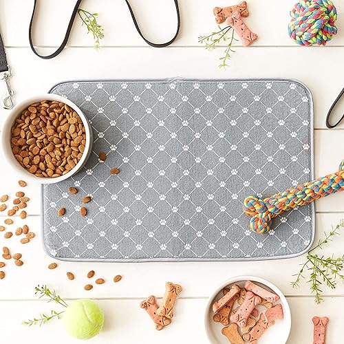 Miniatura 4 de Bone Dry Lavable a máquina, tapete ultra absorbente para mascotas, 12 x 18 pulgadas, estampado de enrejado gris
