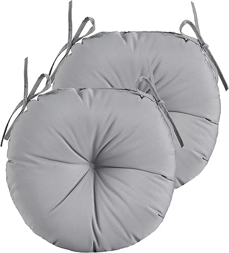 Cojines redondos para sillas de estilo bistro para exteriores, cojines de asiento redondos de 15 pulgadas con lazos para sillas de patio al aire