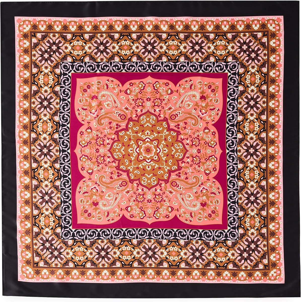 Lexi Satin Square Scarf, Black Multi