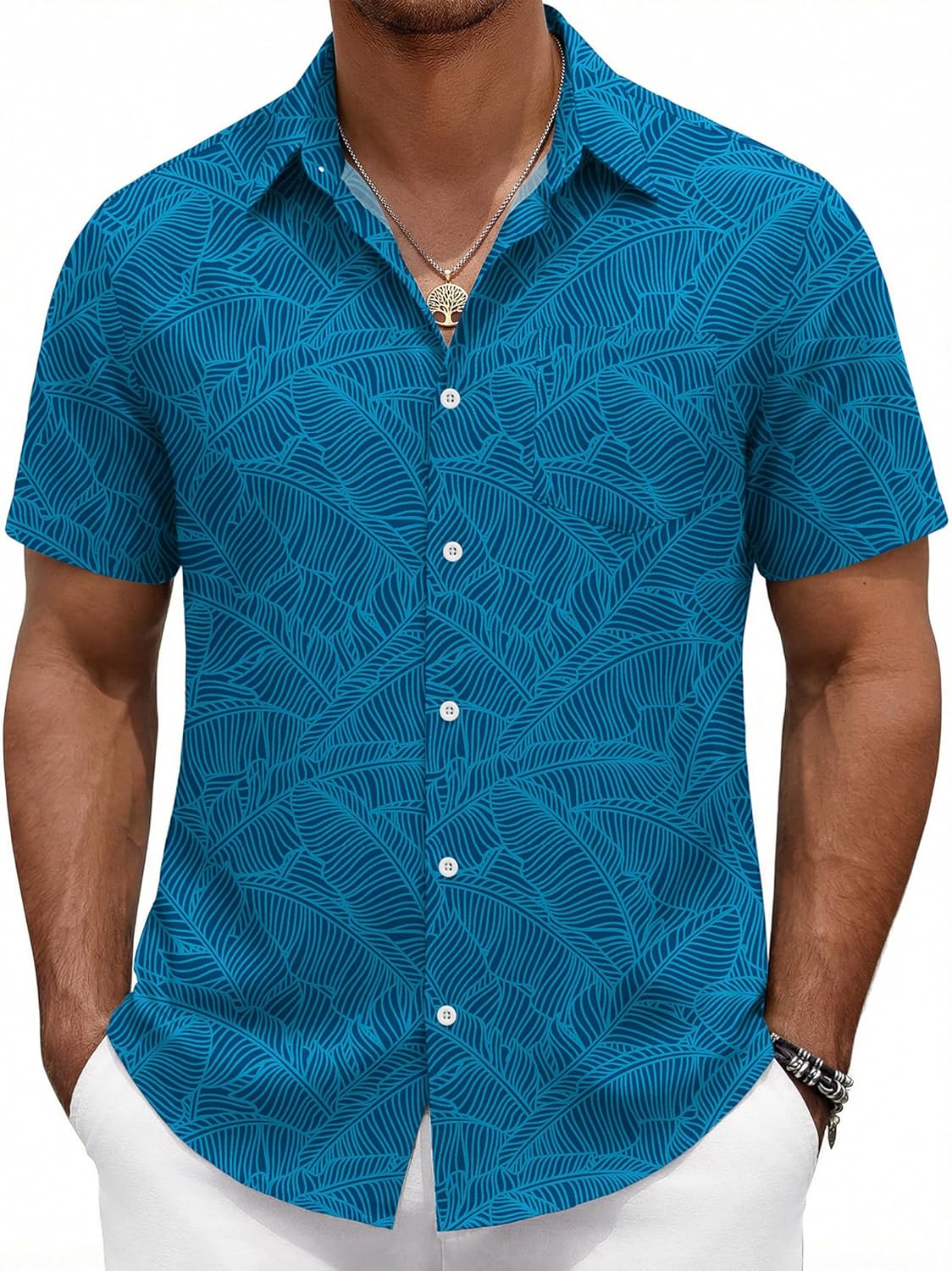 COOFANDY Mens Hawaiian Shirts Short Sleeve Button Down Aloha Shirts Summer Vacation Beach Shirts