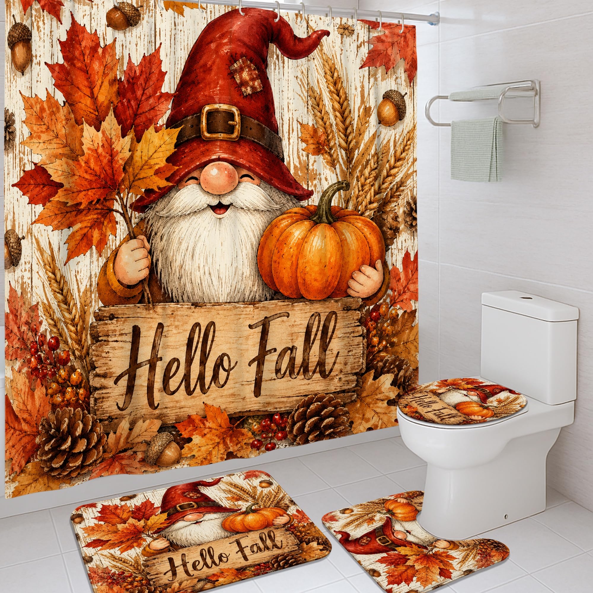 Rideau de douche fantaisie de saison pour une salle de bain cosy
