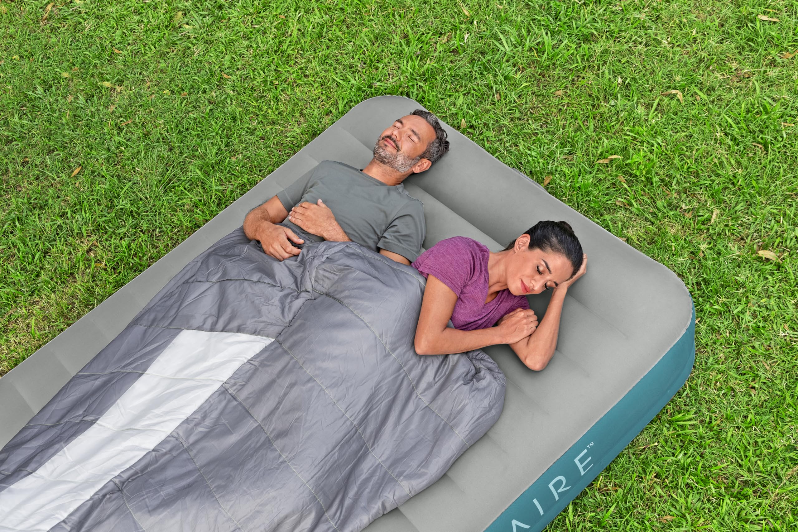 Bestway AlwayzAire Fortech łóżko dmuchane z podwójną pompą zasilaną akumulatorem, Double XL/Lo, 203 x 152 x 36 cm, turkusowe
