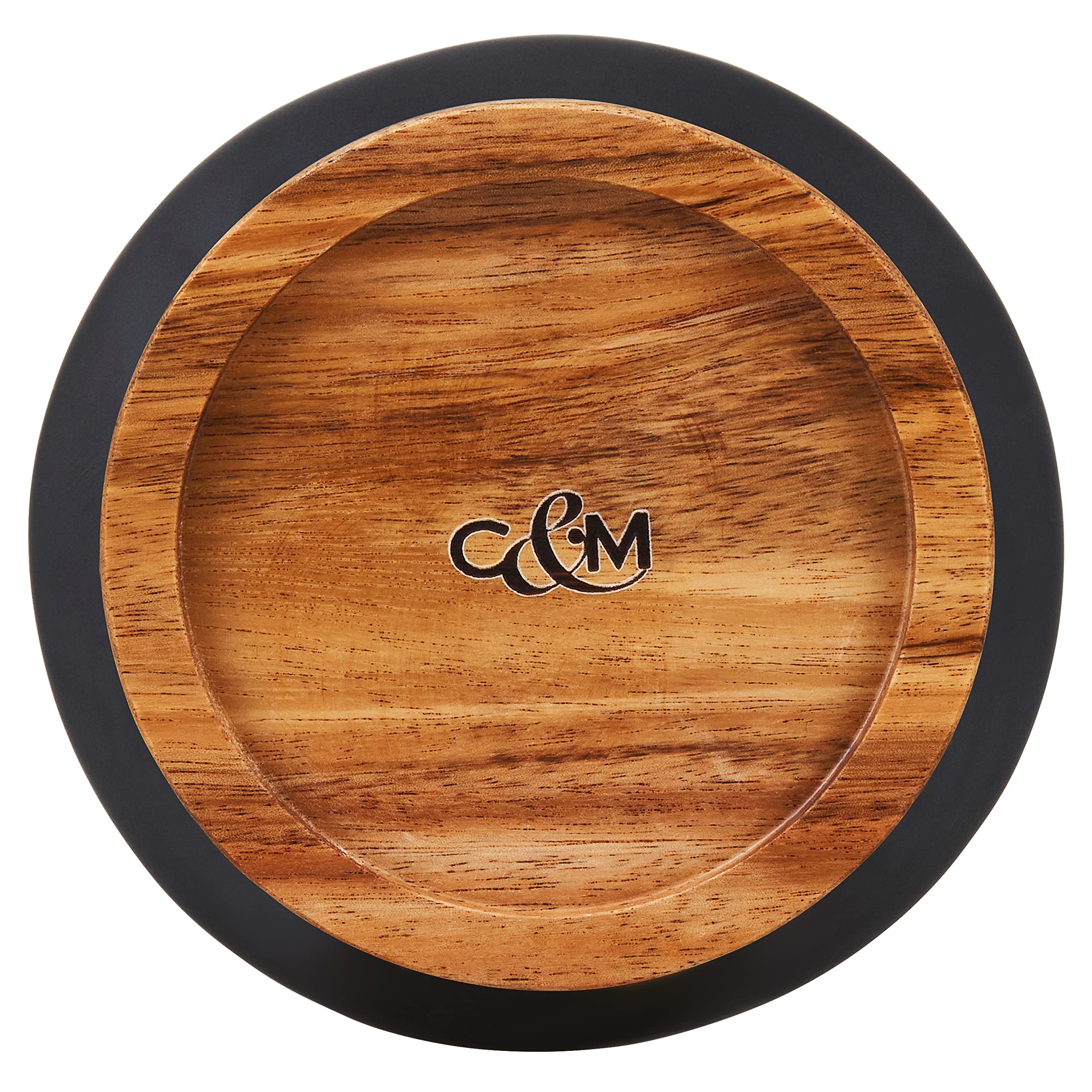 Cole & Mason H822139 Hinxton Vaso per Alimenti Grande, Ceramica, Acacia, Nero, Grigio, 292mm x 110mm, Barattolo Organizer Cucina con Coperchio Ermetico in Acacia