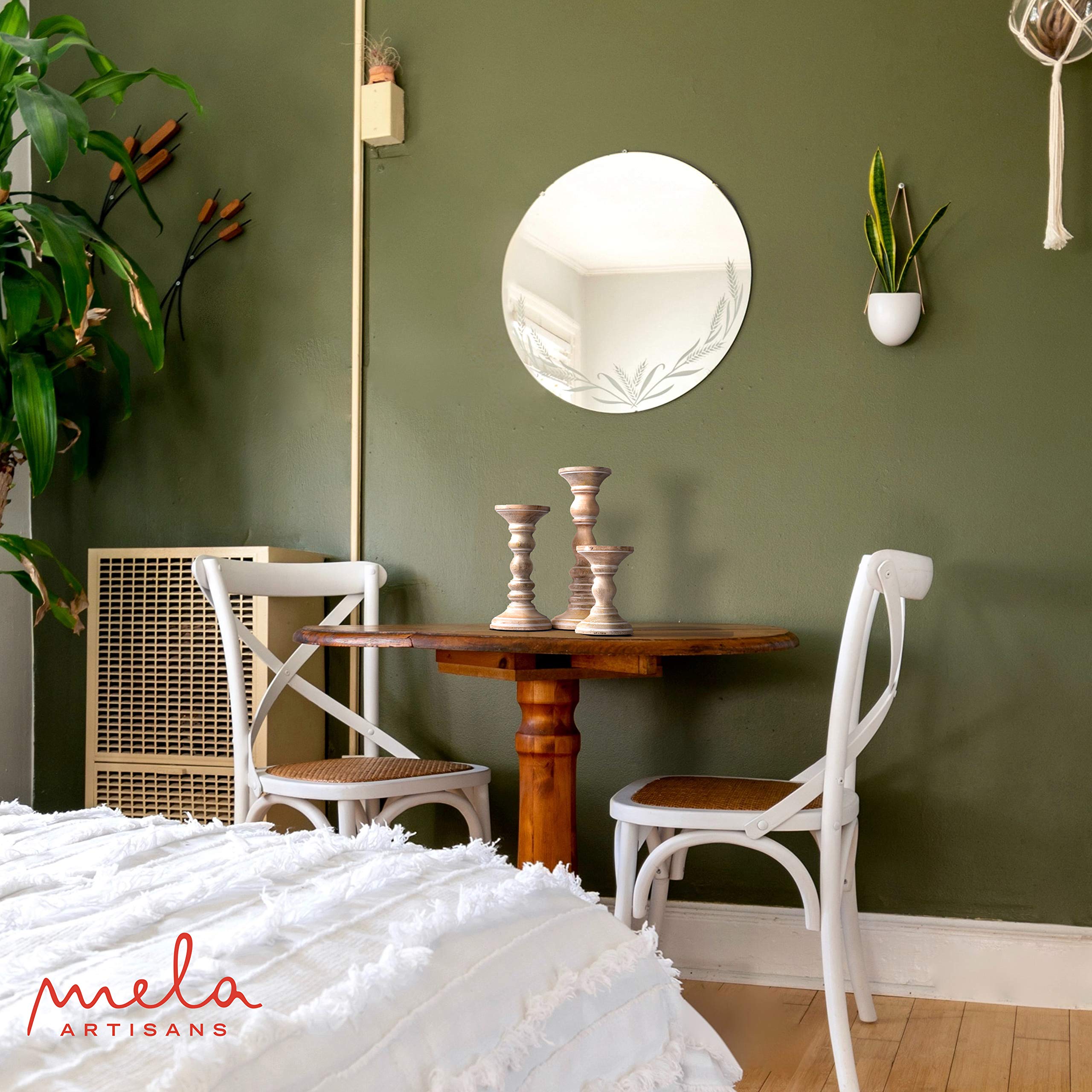 Rustic Wood Candle Holders, Set of 3 Hand Carved Decorative Candle