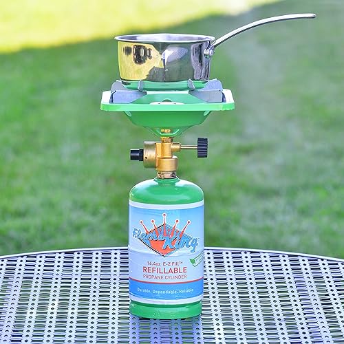 Miniatura 5 de Flame King YSNVT-508 Estufa portátil para acampar con soporte base ligero estable, ideal para cocinar al aire libre, mochileros, compatible con