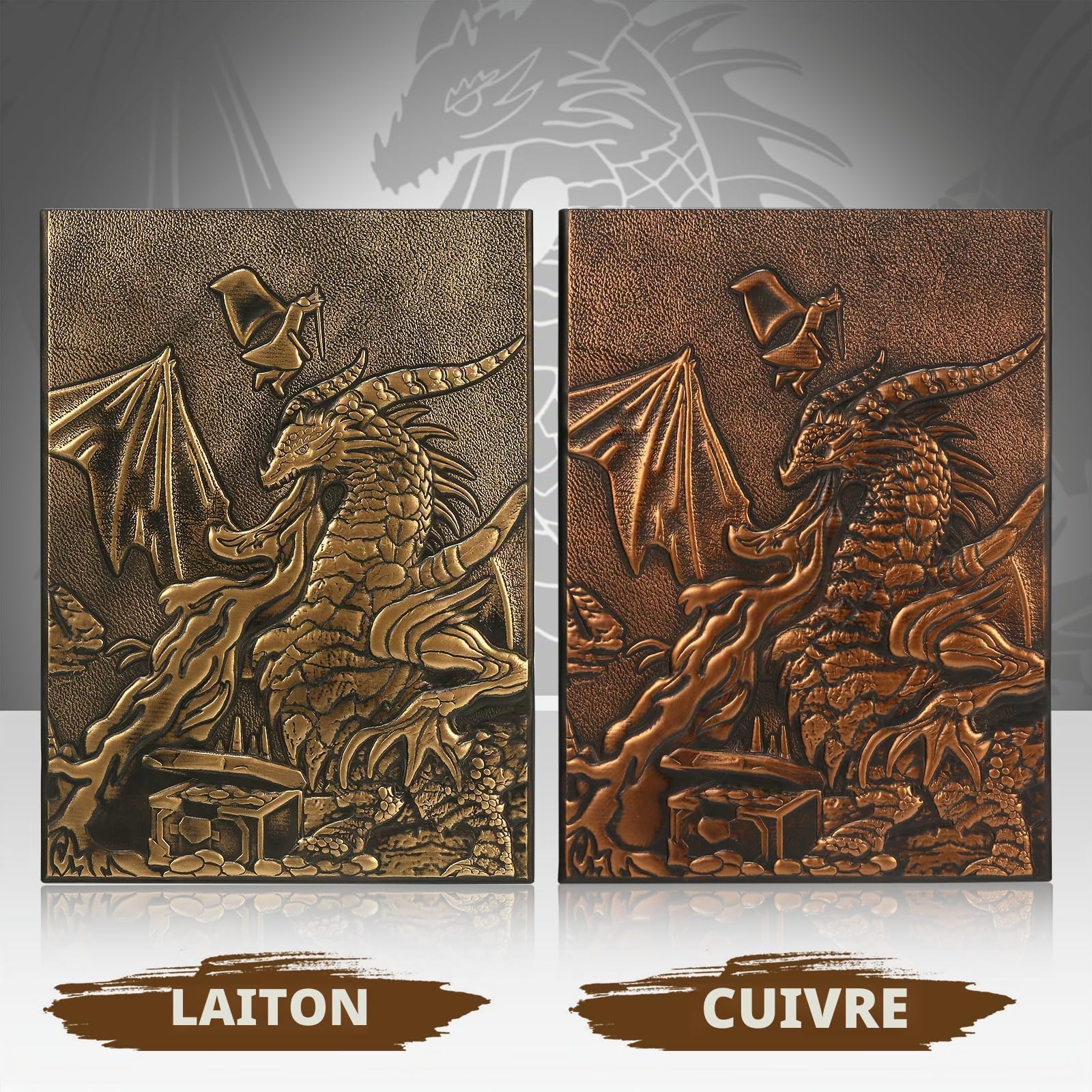 DNDND DM Screen 3D Dragons embossés en similicuir avec 4 poches à 4 panneaux, écran DND Master avec superbe étui cadeau à rabat pour D&D Donjons et Dragon (Cuivre)