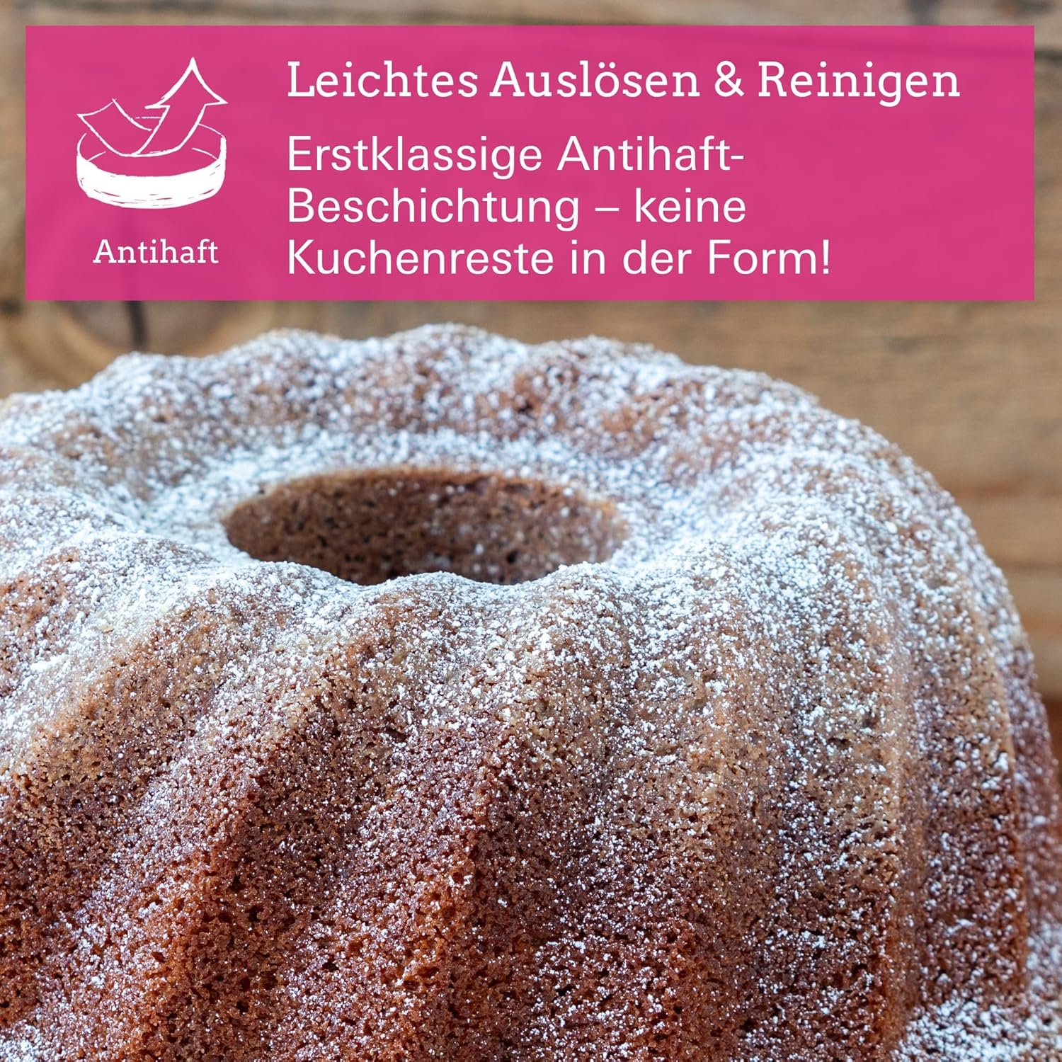 RBV Birkmann, 883109 Basic Baking Bundt Cake Mould Diameter 22 cm with Non-Stick Coating Anthracite/Cream