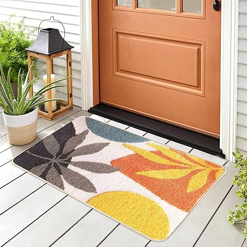 Miniatura 9 de Hi Space - Alfombras de baño de 80x50 cm Hoja Boho, alfombra antideslizante para baño, lavable a máquina, suave, absorbente, de microfibra,