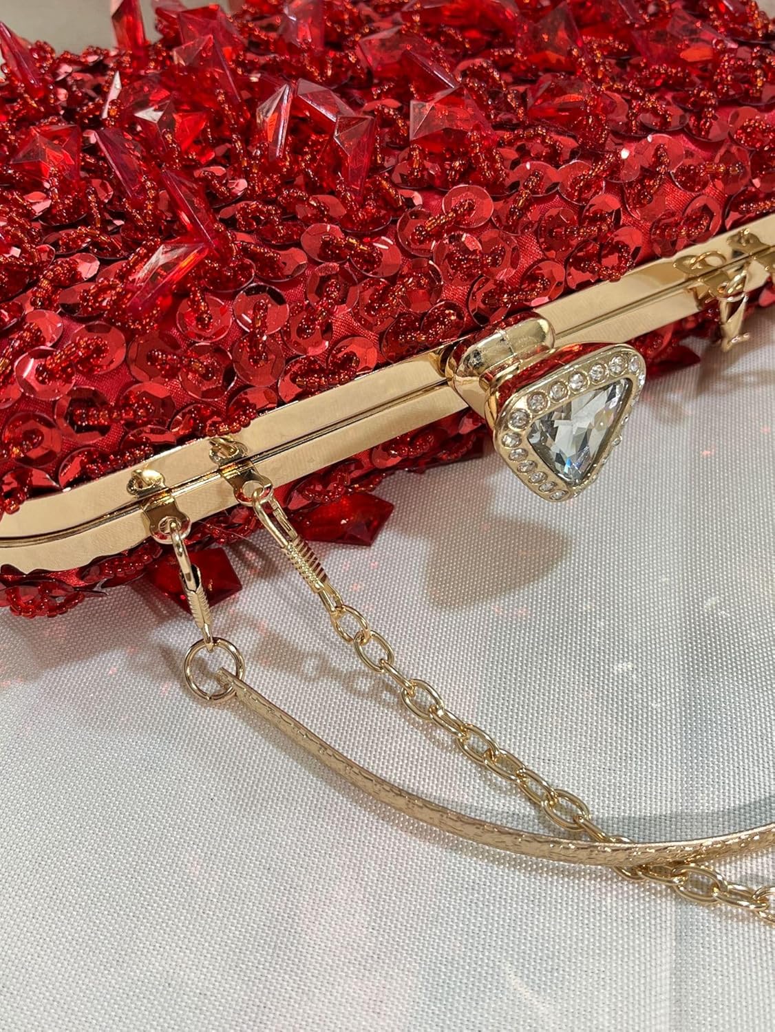 Sparkly Clutch Purse for Women, Glitter Sequin Evening Bag with Detachable Chain for Wedding Party Prom