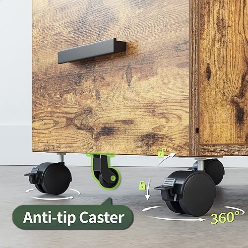 Miniatura 6 de FEZIBO Archivador de 2 cajones con cerradura para oficina en casa, almacenamiento rodante debajo del escritorio para A4, tamaño carta, soporte de