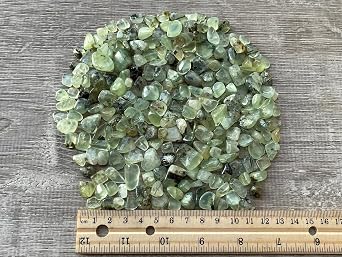 Green Prehnite-Small Chips Natural Mini Green Prehnite-Small Stones, Crushed Undrilled Green Prehnite-Small, Semi-Tumbled Genuine Green Prehnite-Small (1 lb Bulk)