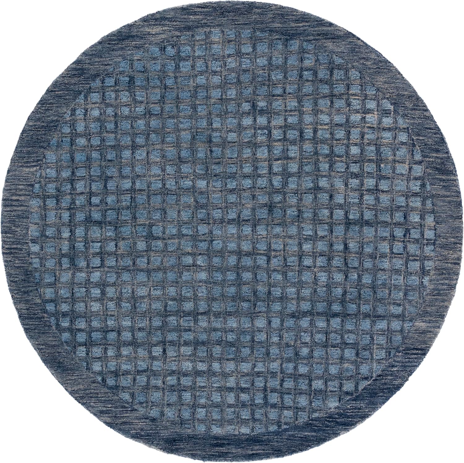 SAFAVIEH Abstract Collection Area Rug - 6' Round, Blue, Handmade Wool & Jute, Ideal for Living Room, Bedroom, Dining Space (ABT253M)