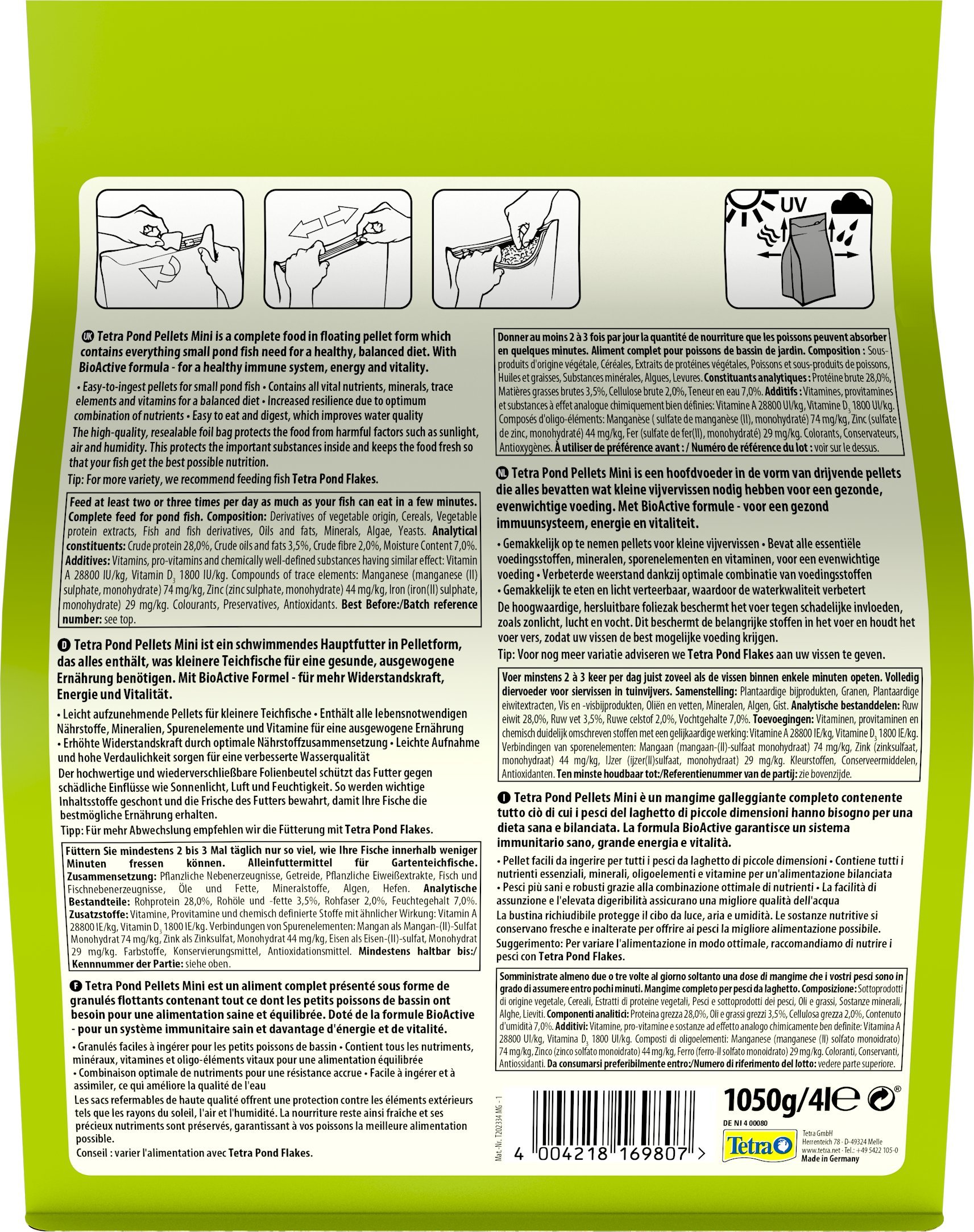 Tetra Pond Sticks - Fischfutter für Teichfische, für gesunde Fische und klares Wasser im Gartenteich, 40 L Beutel & Pond Pellets Mini – Hauptfutter für kleine Teichfische, 4 L Beutel