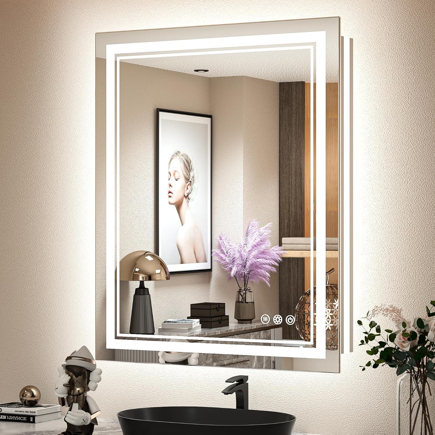 TokeShimi Bathroom LED Mirror 28x36 Inch Front lit and