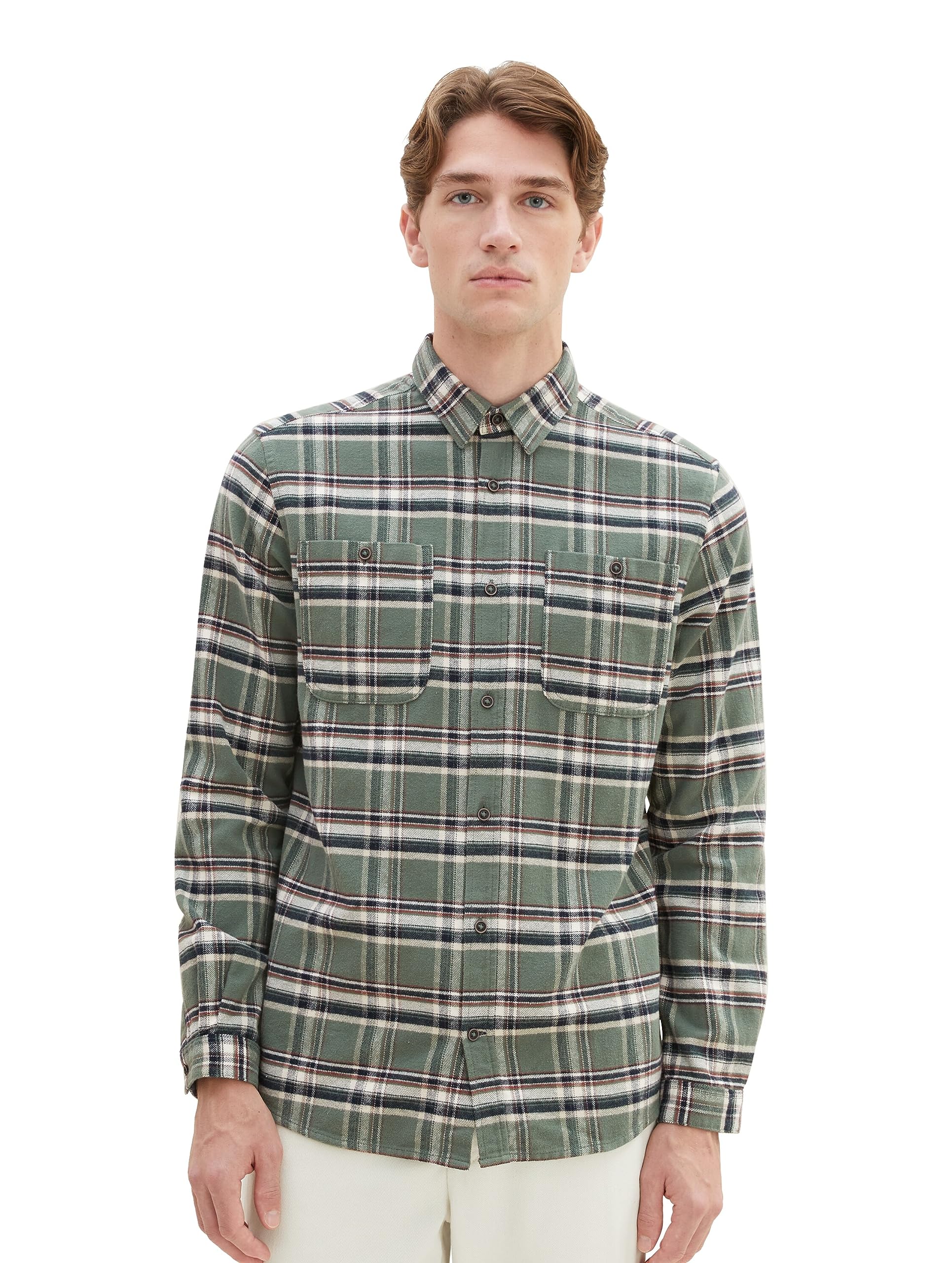 TOM TAILOR Herren Comfort Fit Karo-Hemd mit aufgesetzten Brusttaschen