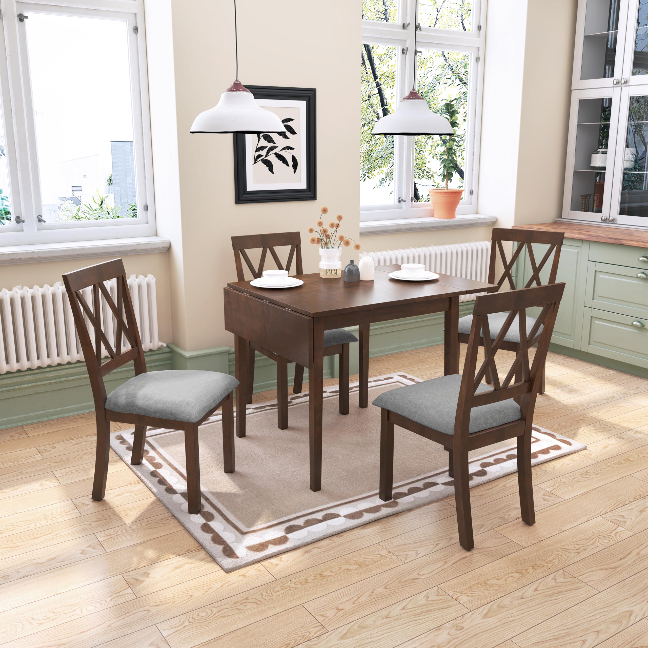 Amazon.com - Merax Farmhouse Wooden Dining Set of 5, 29