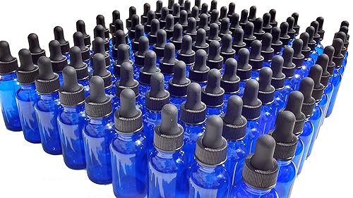 Miniatura 1 de DropperStop Botellas cuentagotas de vidrio azul cobalto de 1 onza 10fl oz con cuentagotas de vidrio cónico paquete de 99