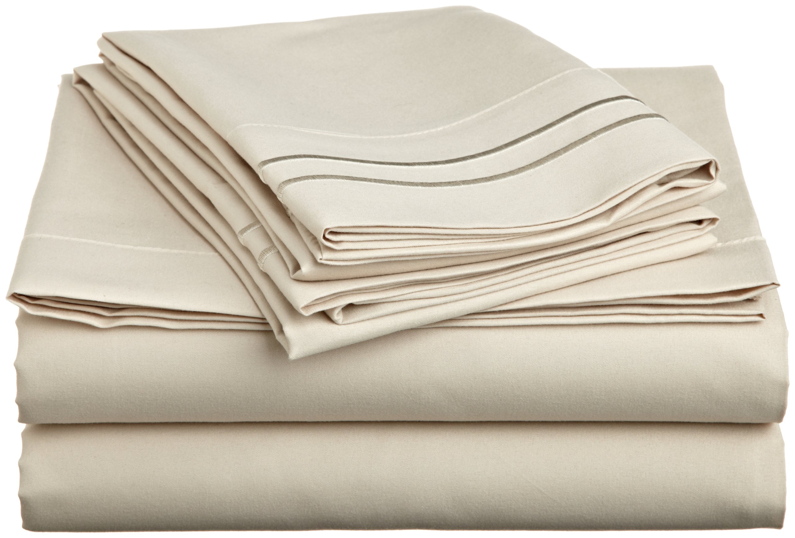 Cathay Home Luxury Soft Microfiber Sheet Set with Embroidered Pillow Cases, King, Cream