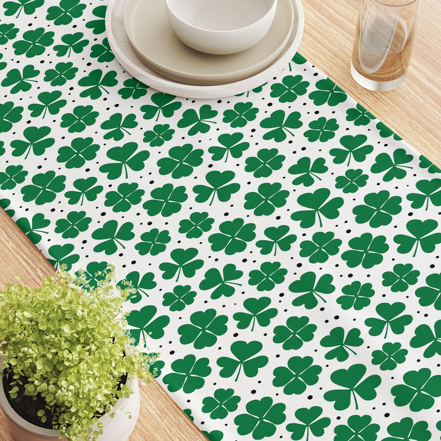 Winslow & Brody | 100% Cotton Table Runner | St. Patrick's Day Shamrocks | 16" x 72" | Deluxe and Extra-Wide | Made in The USA…