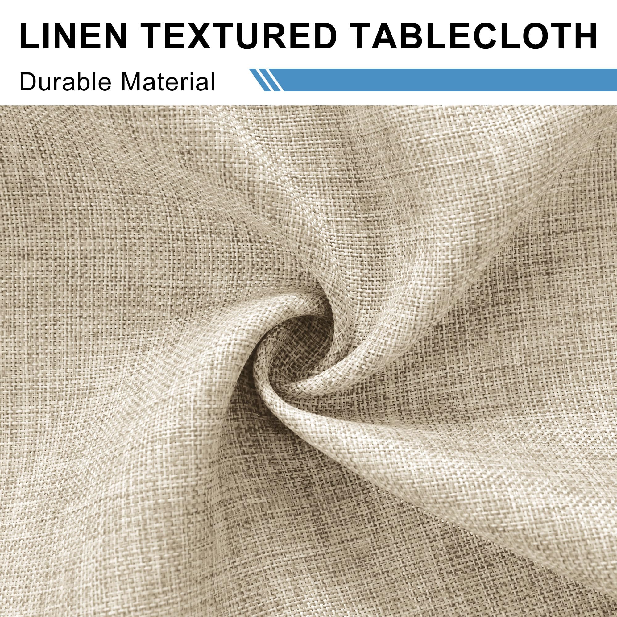 DWCN Nappe Beige Aspect Lin Tissu Lavable et Imperméable, Moderne Enduite Rectangulaire Anti-Tache de Table 135x160cm, pour Salle à Manger, Exterieur Jardin, Noel, Fête, Mariage Maison, Anniversaire