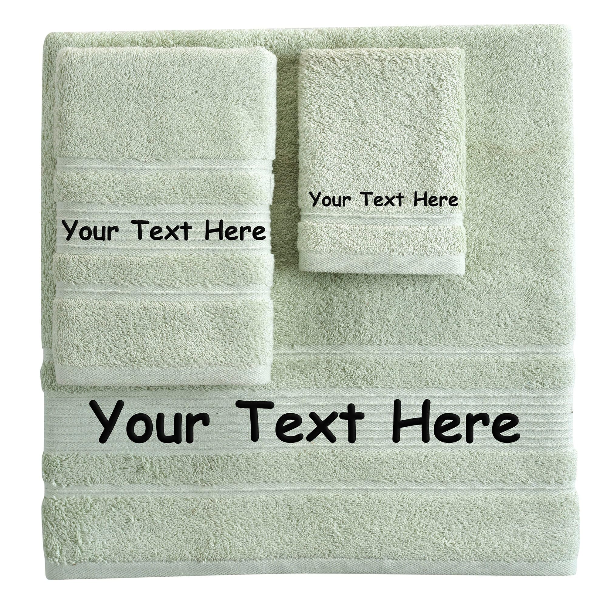 Qute Home Personalized Custom 3-Piece Towel Set – Bath, Hand & Washcloth – 100% Cotton, Soft & Absorbent – Embroidered Name or Monogram – Hotel Towels