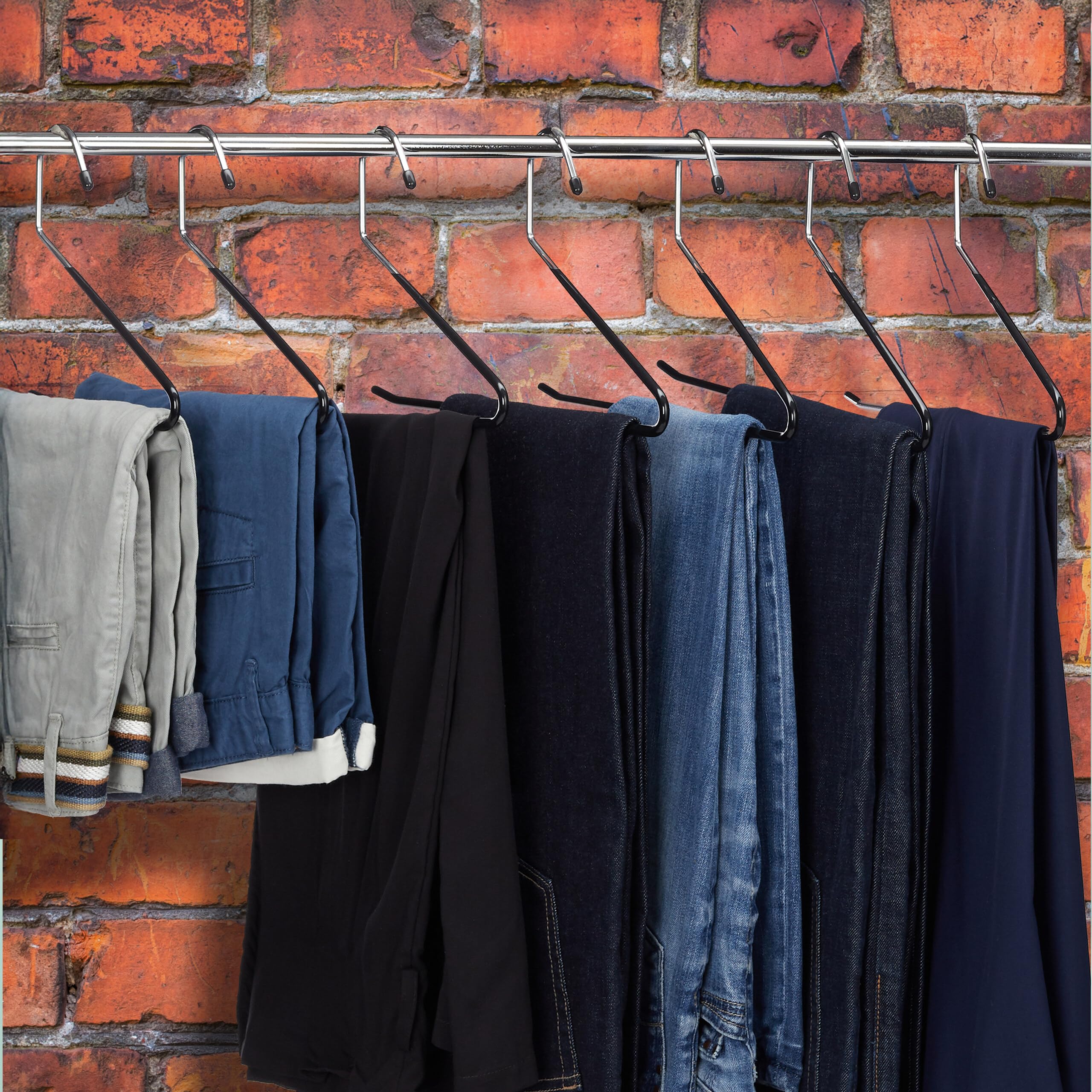 Relaxdays Set di 20 grucce per Pantaloni, S-Form, Antiscivolo, salvaspazio, Metallo, Argento/Nero