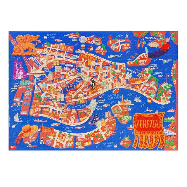 Legami- Puzzle de 1000 Piezas, con póster guía y sobre de Tela, Tema Venecia, Juego de Mesa
