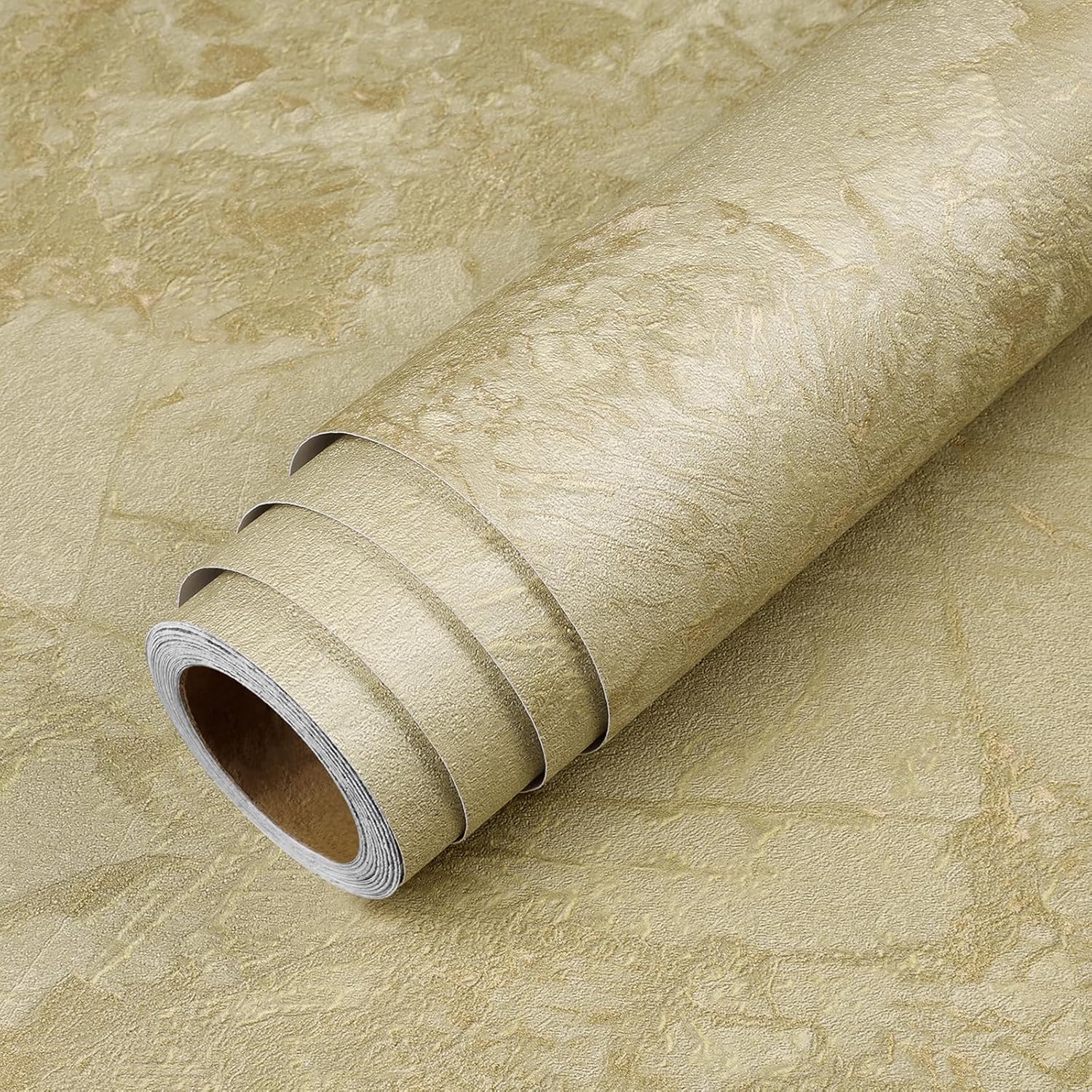 LACHEERY Thick Beige Gold Marble Contact Paper for Countertops Waterproof Kitchen Countertop Peel and Stick Marble Wallpaper for Walls Bathroom Countertops Counter Top Covers Matte Vinyl Wrap 15.8x79