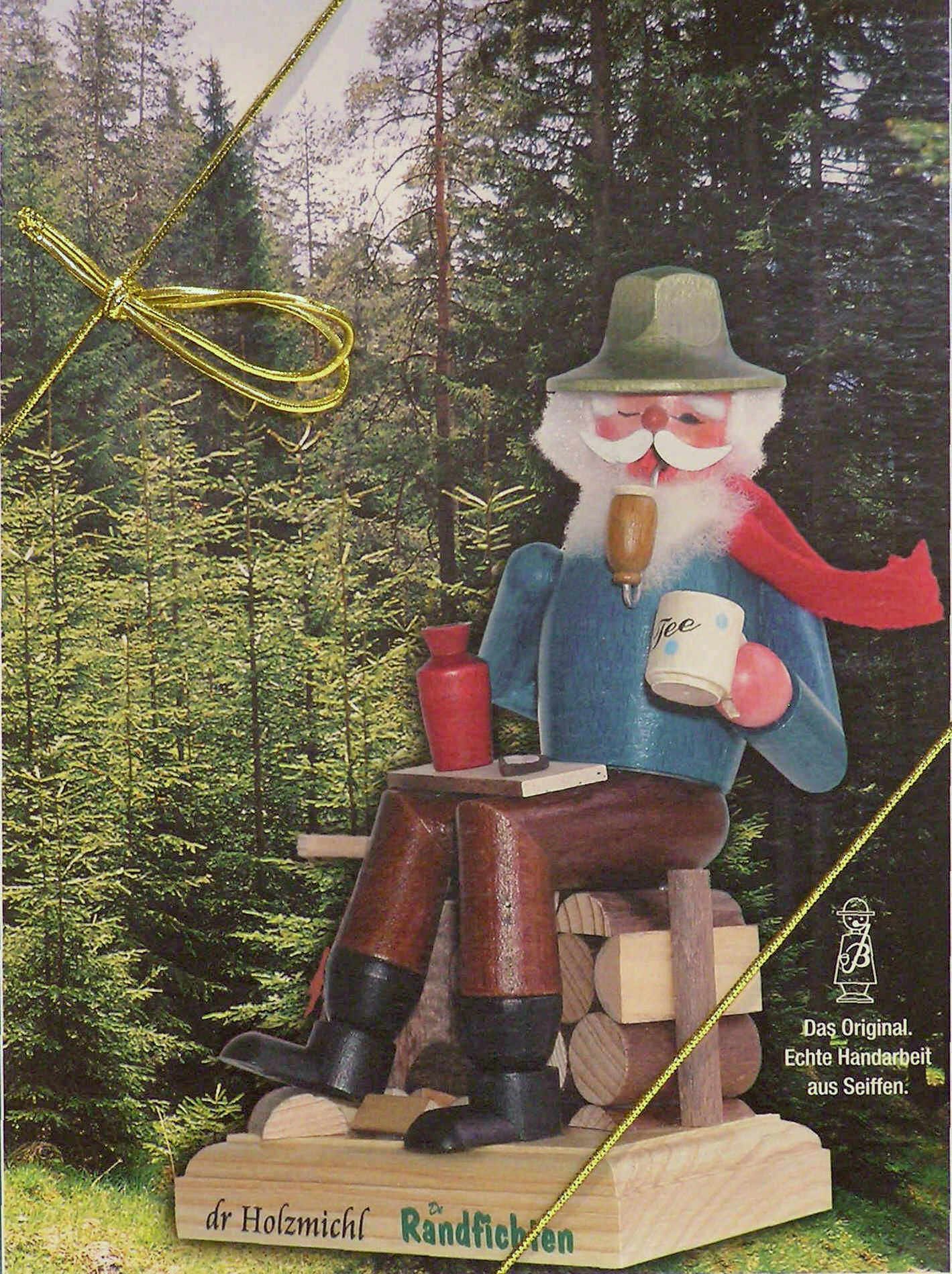 Smoking Figure Incense Man Holzmichl 23cm Seiffen ore Mountains New Home