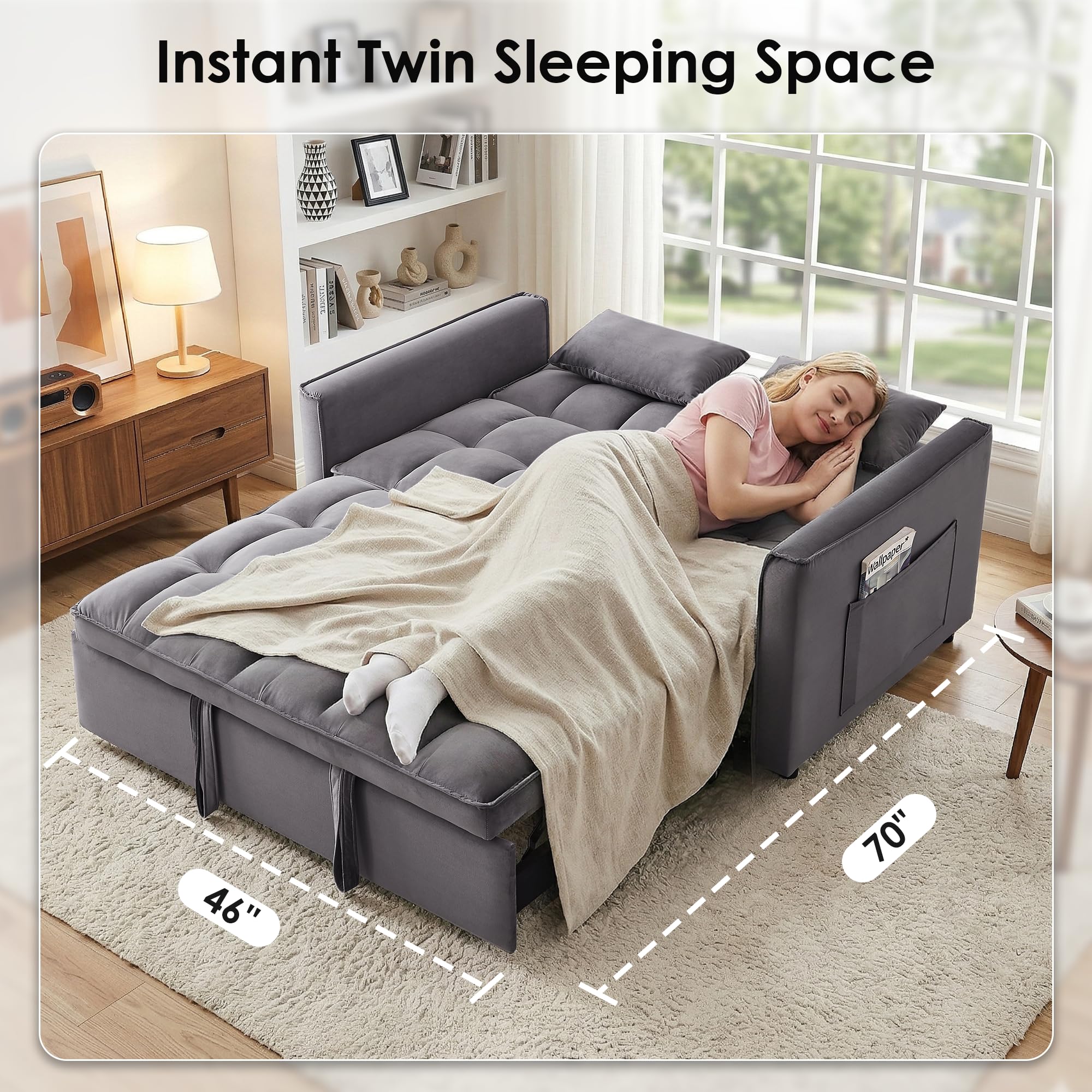 Best Twin Sleeper Sofa Picks for 2026 1 howcool 3 in 1 Convertible Sleeper Sofa Bed, 55' Pull Out Couches, Modern Lovese — product photo