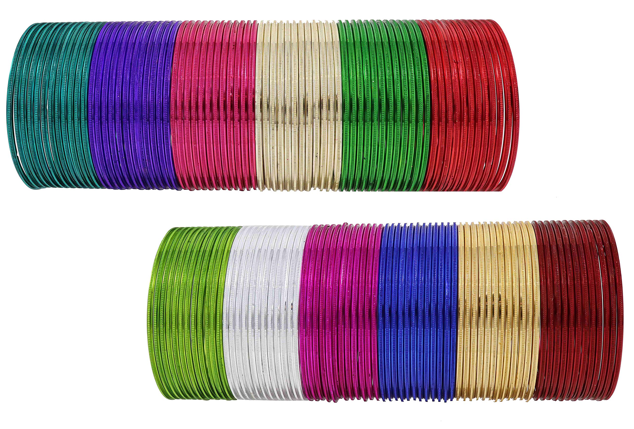 NMII Non-Precious Metal with Base Metal and Cutting Pattern Ultra Glossy Finished Bangle set for Women and Girls, (Multicolour-Design-5 2.2_Inches), Pack Of 144 Bangles (B07JDNYHSS) Amazon Price History, Amazon Price Tracker