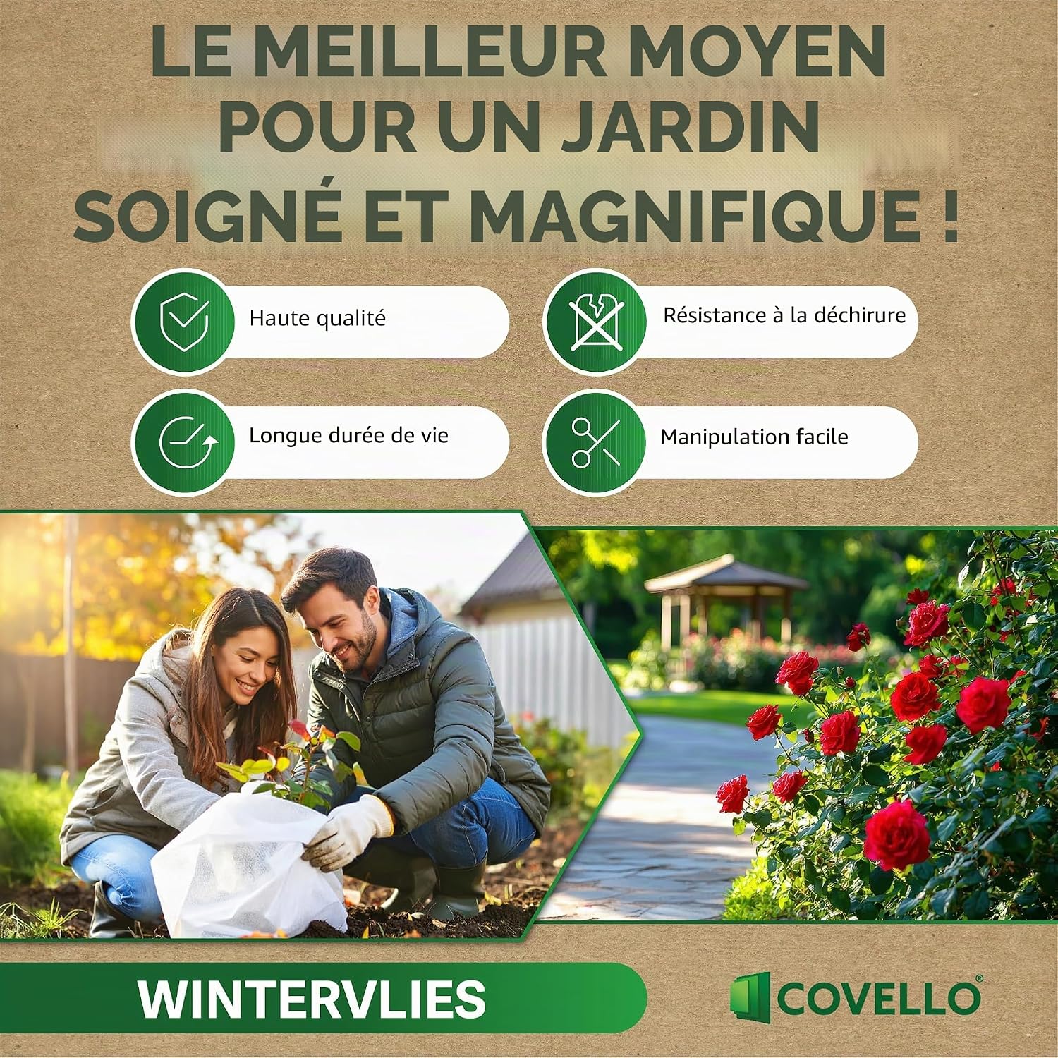 Covello Voile d'Hivernage pour Plantes et Cultures, Voile Hivernage Exterieur 50g/m², Protection UV Respirante, Voile hivernage 10m x 1,6m = 16m² — vue 6