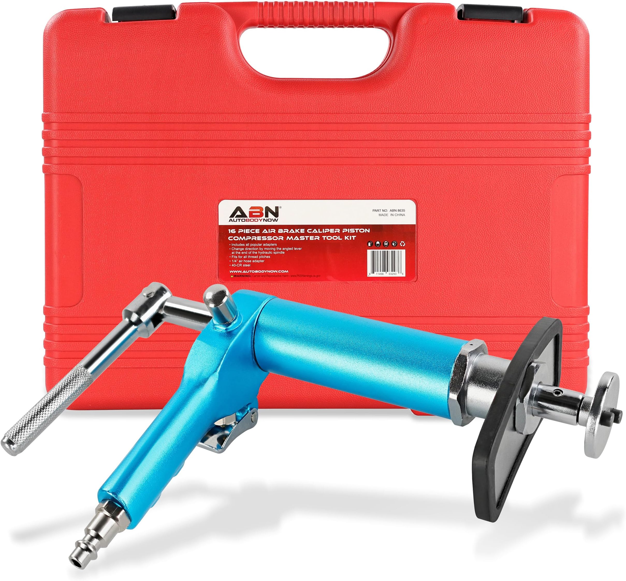 ABN Caliper Piston Compressor Tool 16-pc Pneumatic Brake Caliper Tool Air Brake Tools Brake Caliper Compressor Tool