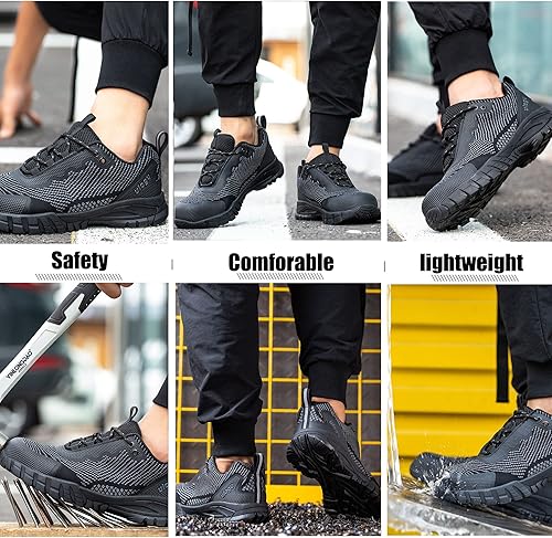 Miniatura 6 de Ulogu Zapatos impermeables con punta de acero para hombre, cómodos, ligeros, antideslizantes, para el trabajo, de seguridad de 6 meses de garantía