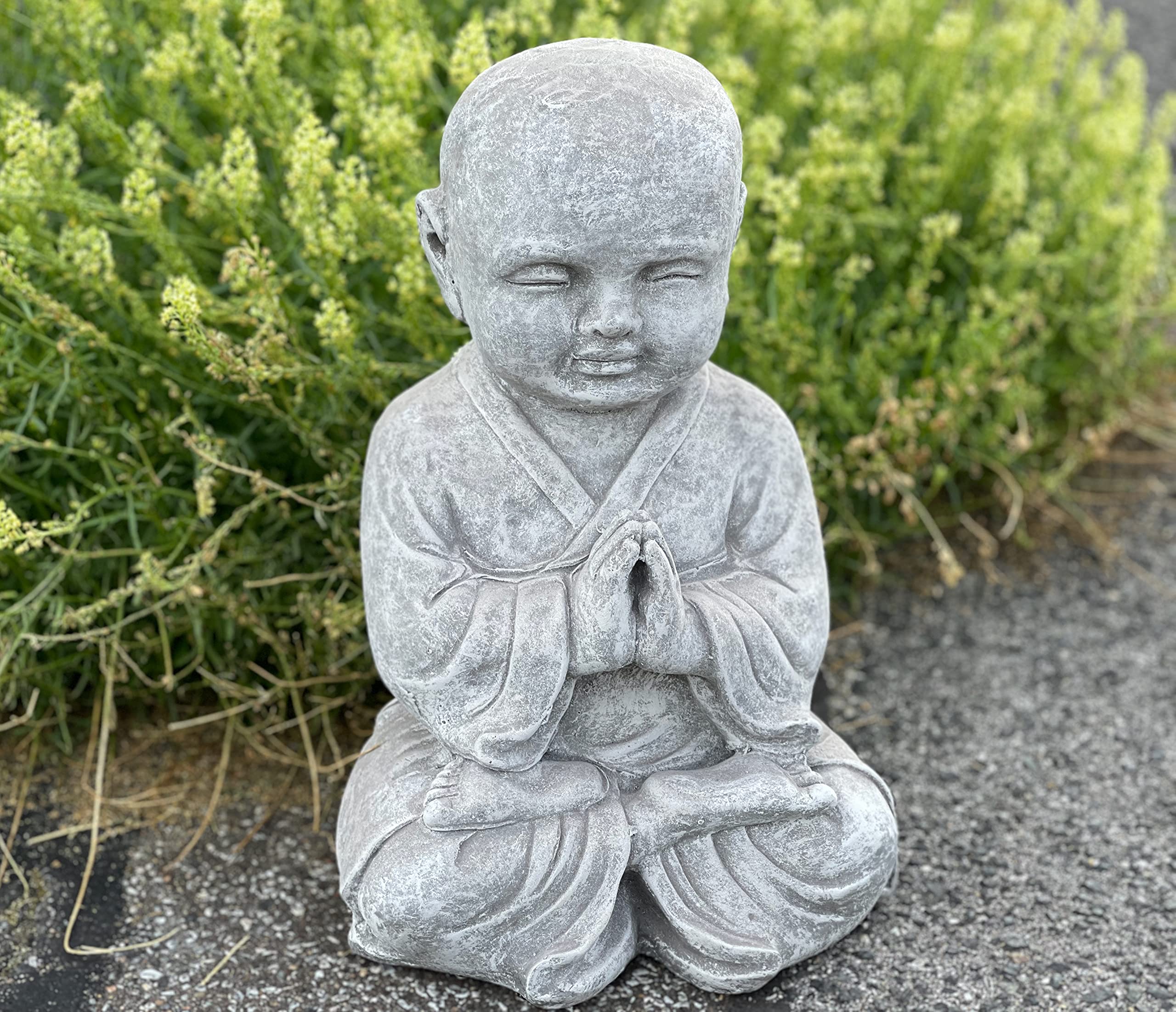 stoneandstyle Statuette moine Shaolin priant en pierre, résistante au gel, env. 18,3 kg