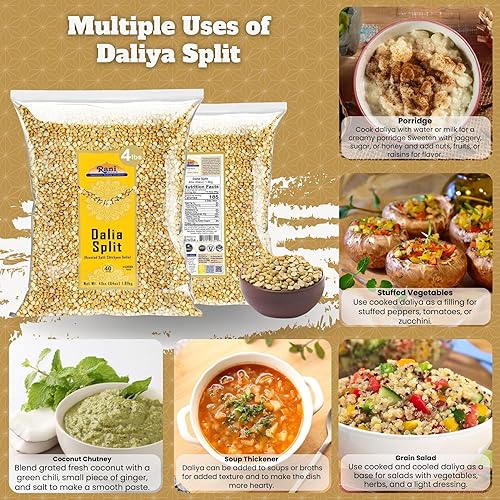 Miniatura 3 de Rani Daliya Split (Garbanzos partidos asados Dalia) 4lbs (64oz) ~ Todo natural Vegano Origen indio