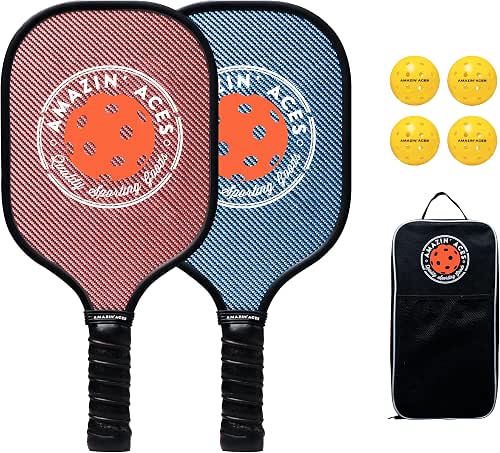 Amazin' Aces Carbon Fiber Pickleball Paddle Set in Blue and