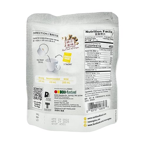 Miniatura 2 de Ranong Tea Bebida de jengibre yuzu, buena fuente de vitamina C, paquete de 2, 20 sobres