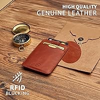 Vista 7 de Vaultskin CHELSEA - Cartera de piel delgada con bloqueo RFID para hombre, tarjetero minimalista con bolsillo frontal rojo carmín